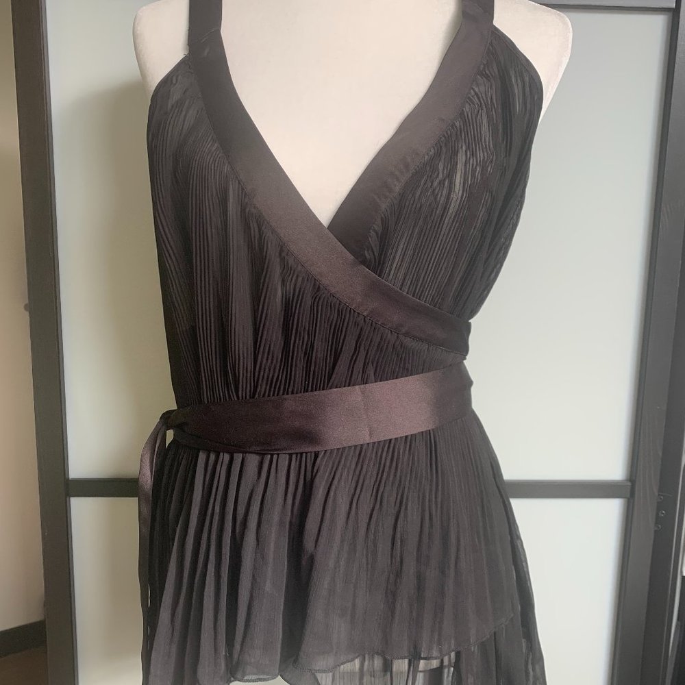 New Free People (Intimately) Sheer Black Wrap Tie Top in Medium